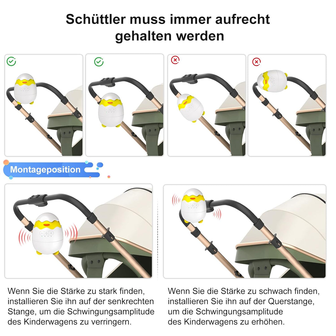 Robofun Kinderwagenschaukler - Das Original Schlafhilfe für Babys, 5 Einstellbare Schaukelintensität