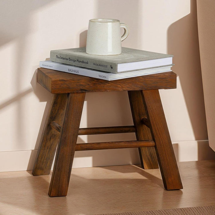 CARO-Möbel Sitzhocker ROSAL Dunkelbraun - Hocker aus Paulowina Holz mit rechteckiger Form, Tritthock
