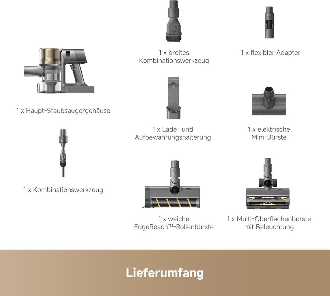 dreame R30 Kabelloser Staubsauger, Seitenbürste, für zahlreiche Flächen, Staubbeleuchtung, ohne Verh