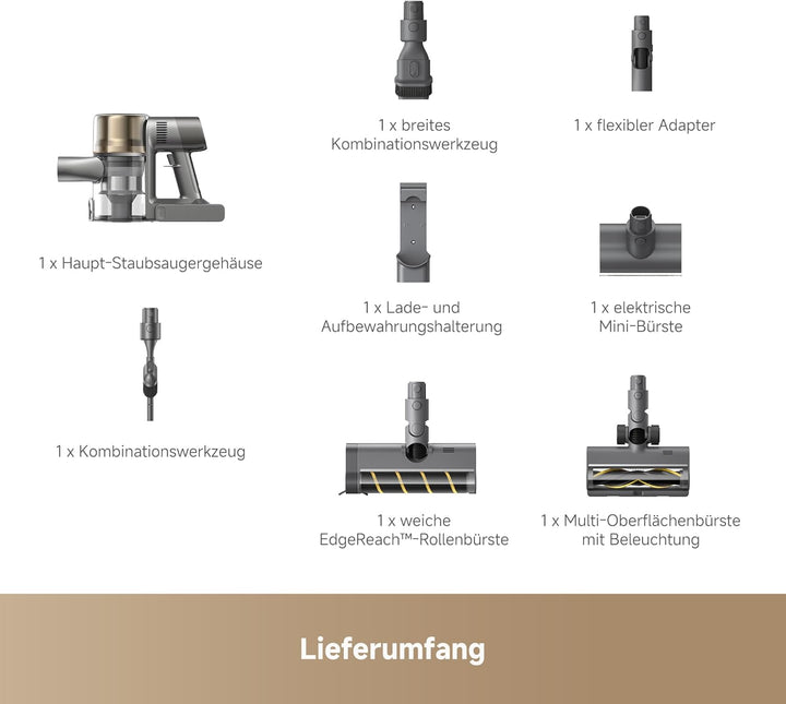 dreame R30 Kabelloser Staubsauger, Seitenbürste, für zahlreiche Flächen, Staubbeleuchtung, ohne Verh