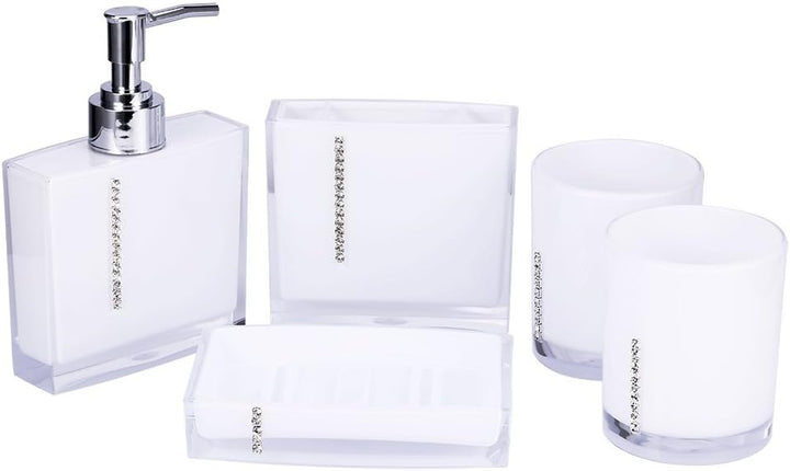 5-Stück Erstklassig Badezimmer Set (aus Hochwertige Acryl mit Diamanten) Bad Accessoire Set Lotion-F