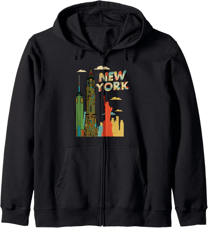 80er Jahre New York City Skyline NYC Tourist Statue of Liberty Kapuzenjacke