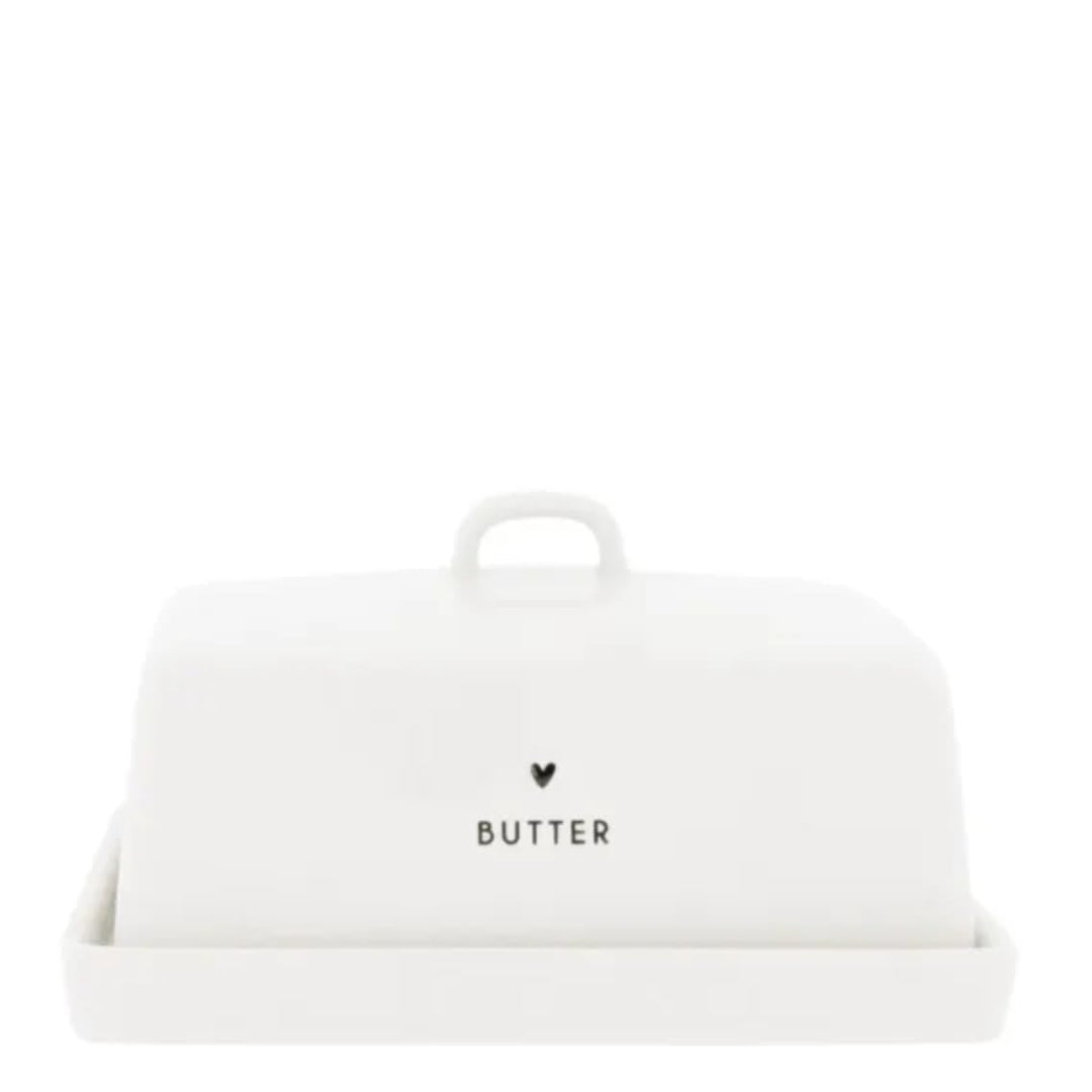 BC Butterdose BUTTER Heart Keramik weiss schwarz Küchenaccessoires Kochen Aufbewahrung gedeckter Tis