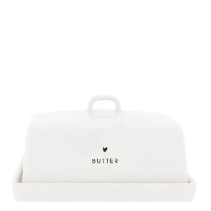 BC Butterdose BUTTER Heart Keramik weiss schwarz Küchenaccessoires Kochen Aufbewahrung gedeckter Tis