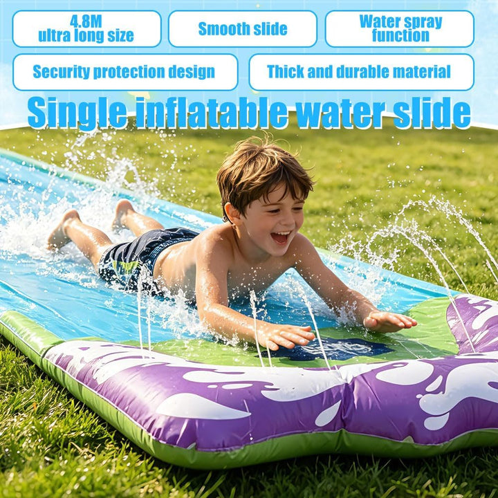 Wasserrutsche Garten, 480 x 70 cm Single Water Slide, Wasserrutschmatte mit 2 Bodyboards, Eingebaute