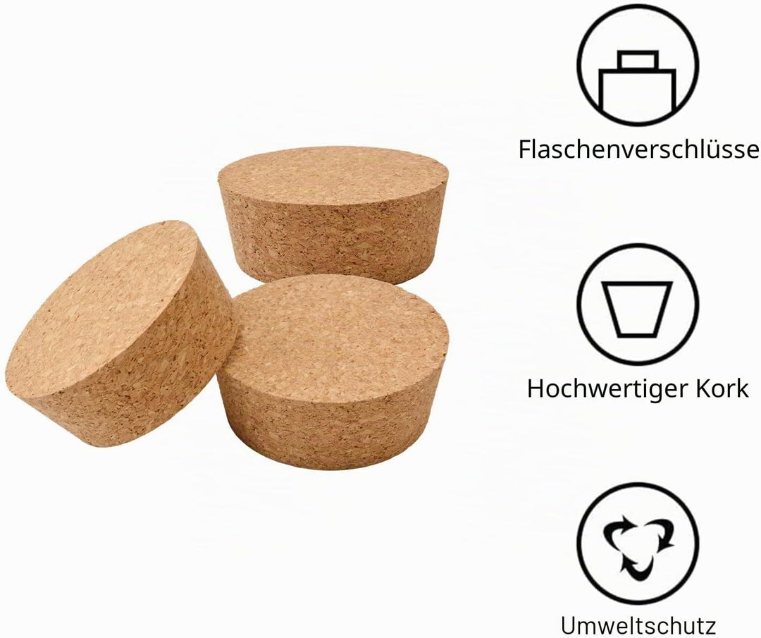 INCREWAY Konische Korkstopfen, 3 Stück, konischer Weinflaschenverschluss aus Holz, Ersatzkorken für