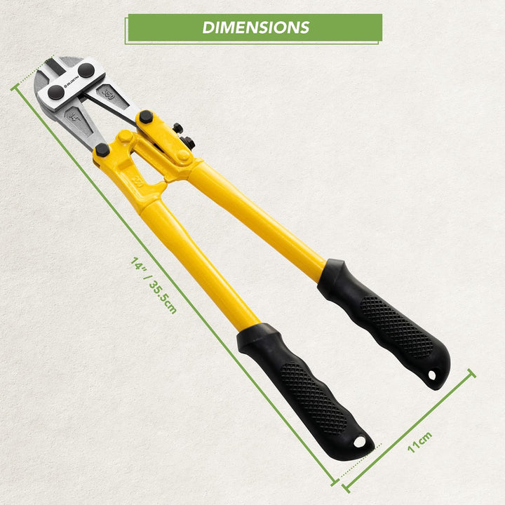 BLOSTM Robuste Bolzenschneider – 35,6cm Edelstahl-Bolzenschneider mit ergonomischen Gummigriffen, st