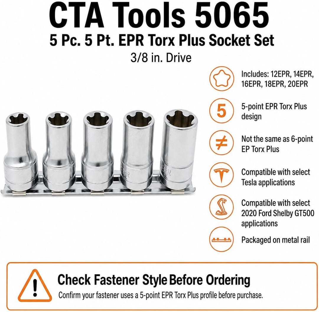 CTA Tools 5065 5-TLG. EPR Torx Plus Steckschlüsselsatz – 3/8 Zoll Dr.