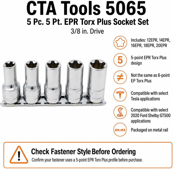 CTA Tools 5065 5-TLG. EPR Torx Plus Steckschlüsselsatz – 3/8 Zoll Dr.