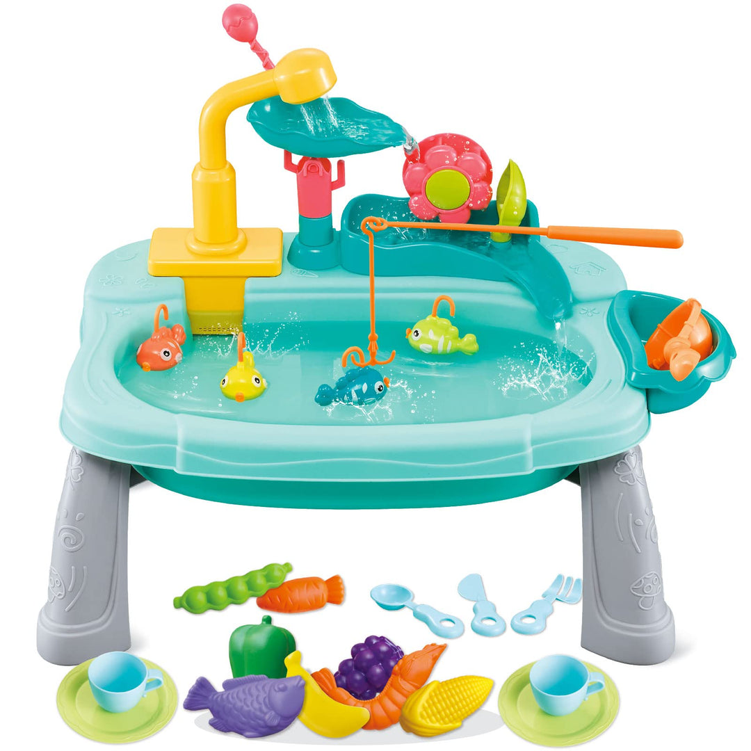 Ark miido Küchenspüle Spielzeug mit fliessendem Wasser, kinderwaschbecken mit Wasserhahn, Waschbecke