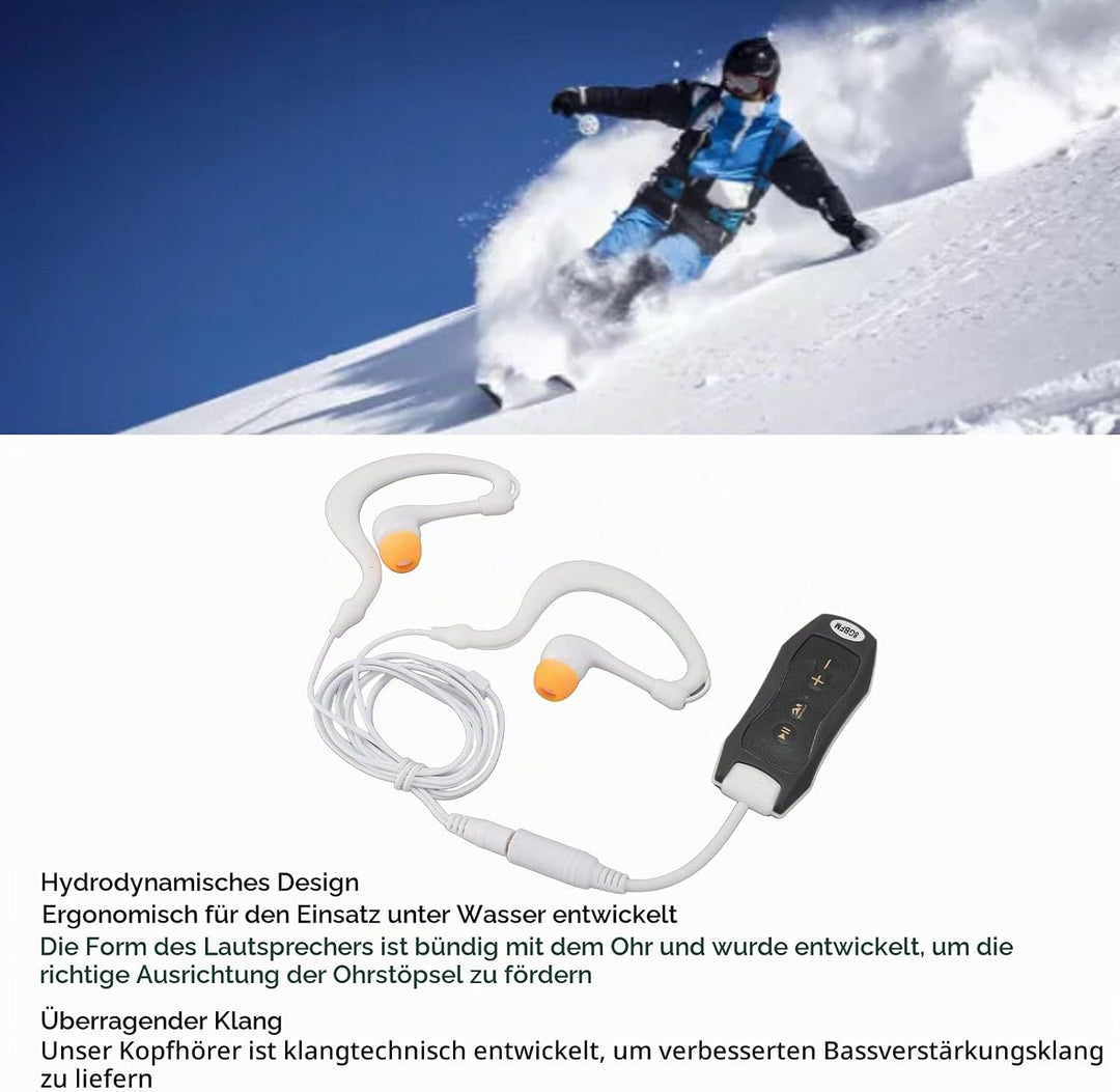 wasserdichte MP3-Player 8GB IPX8 USB2.0 Sport-MP3-Player mit Kopfhörer und ClipBroadcast, Musikplaye