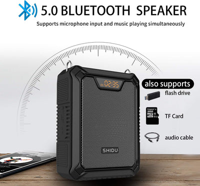 Sprachverstärker, SHIDU 30W Sprachlautsprecher Tragbarer Bluetooth-Lautsprecher mit drahtlosem UHF M