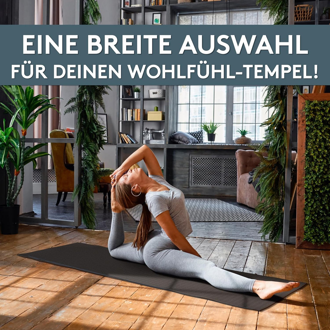 LILENO SPORTS Yoga Matte (180x60cm) inkl. Tragegurt - Sport und Yogamatte extra rutschfest in 4 mm D