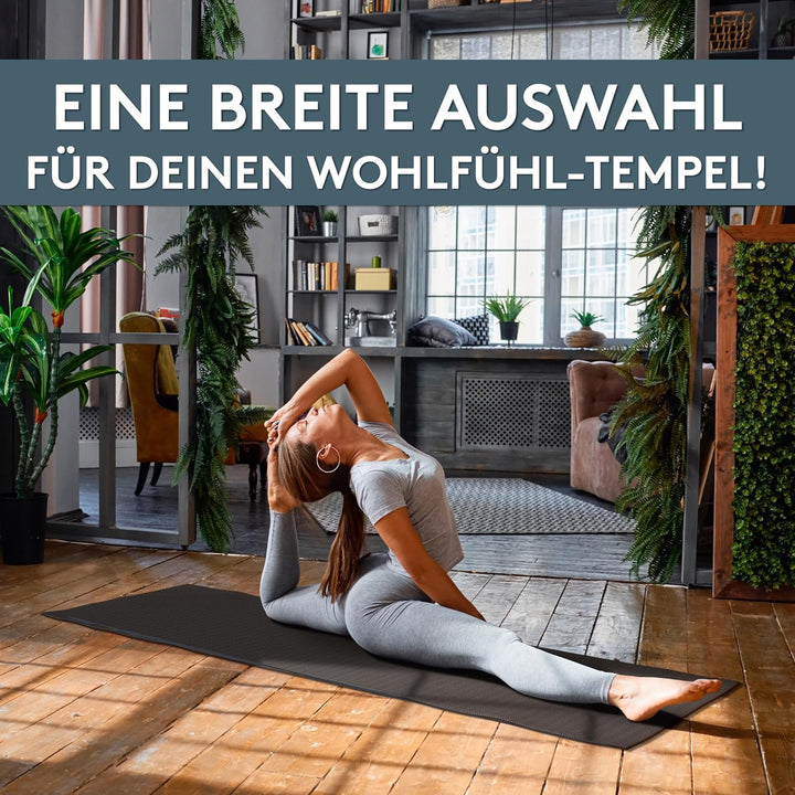 LILENO SPORTS Yoga Matte (180x60cm) inkl. Tragegurt - Sport und Yogamatte extra rutschfest in 4 mm D