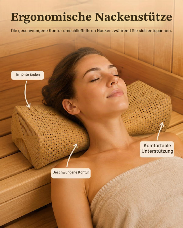 iplusmile Simuliertes Rattan Saunakissen Ergonomisches Nackenstützkissen Für Sauna Dampfbad Wellness