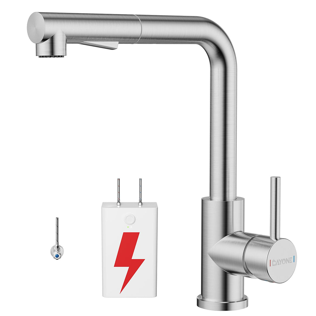 DAYONE Niederdruck Wasserhahn Küche Ausziehbar, Niederdruck Armatur Küche Ausziehbar 3 Anschlüsse, 2