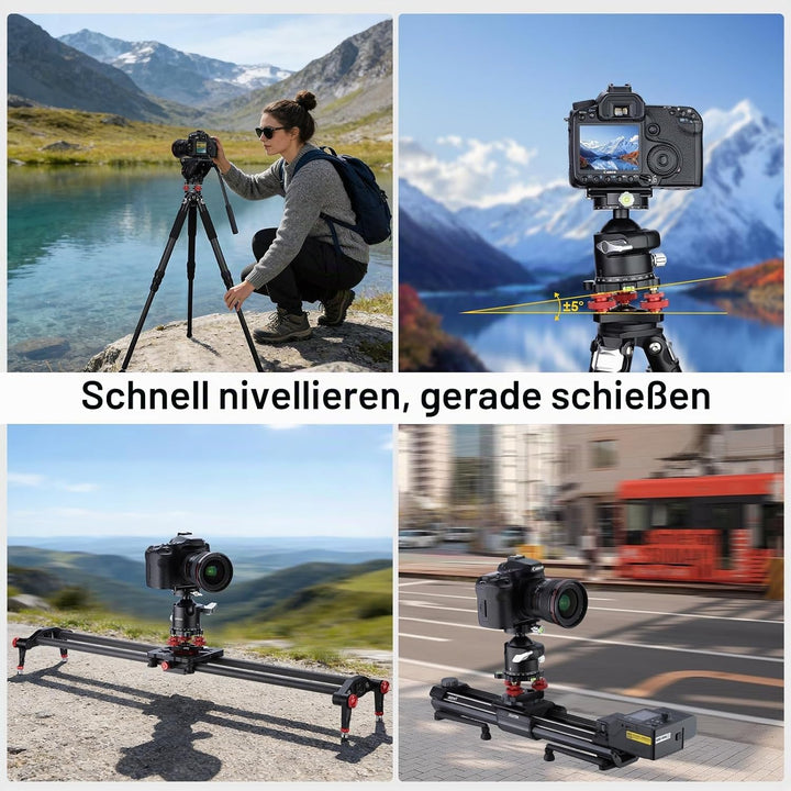 Stativ Nivellierständer mit +/-5 Grad Präzisions-Einstellhalterung für Panoramakopf Kugelkopf Videok