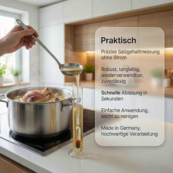 Lantelme Glas Salzlakeprüfer zur Salzgehalt Messung zum Pökeln Einkochen Einmachen Räuchern Einwecke