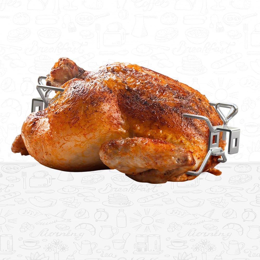 Onlyfire BRF-6102 Edelstahl Rotisserie Fleischklammer Fleischnadel, für 10MM und 8MM quadratischen D