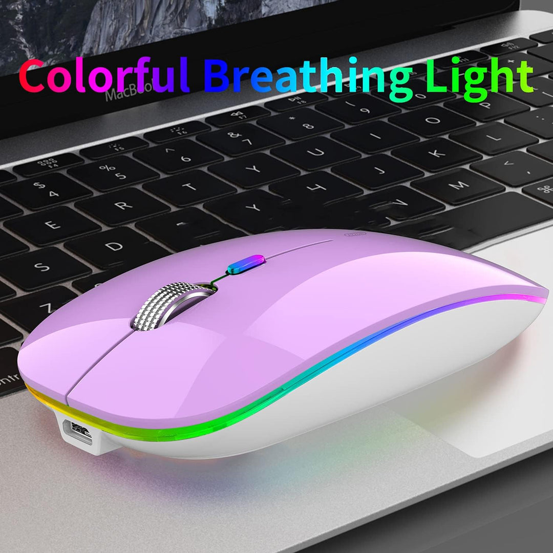 Uiosmuph G12 Maus Kabellos, LED 2.4G Leise Funkmaus Wiederaufladbar Wireless Mousemit Nano USB Empfä