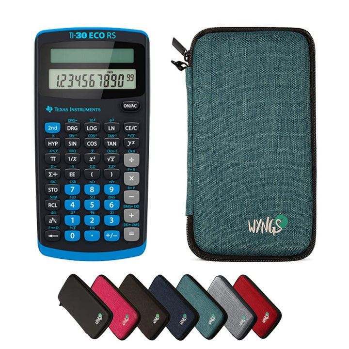 TI-30 ECO RS inkl. WYNGS Schutztasche Türkis - Wissenschaftlicher Taschenrechner - Basic Set, Türkis