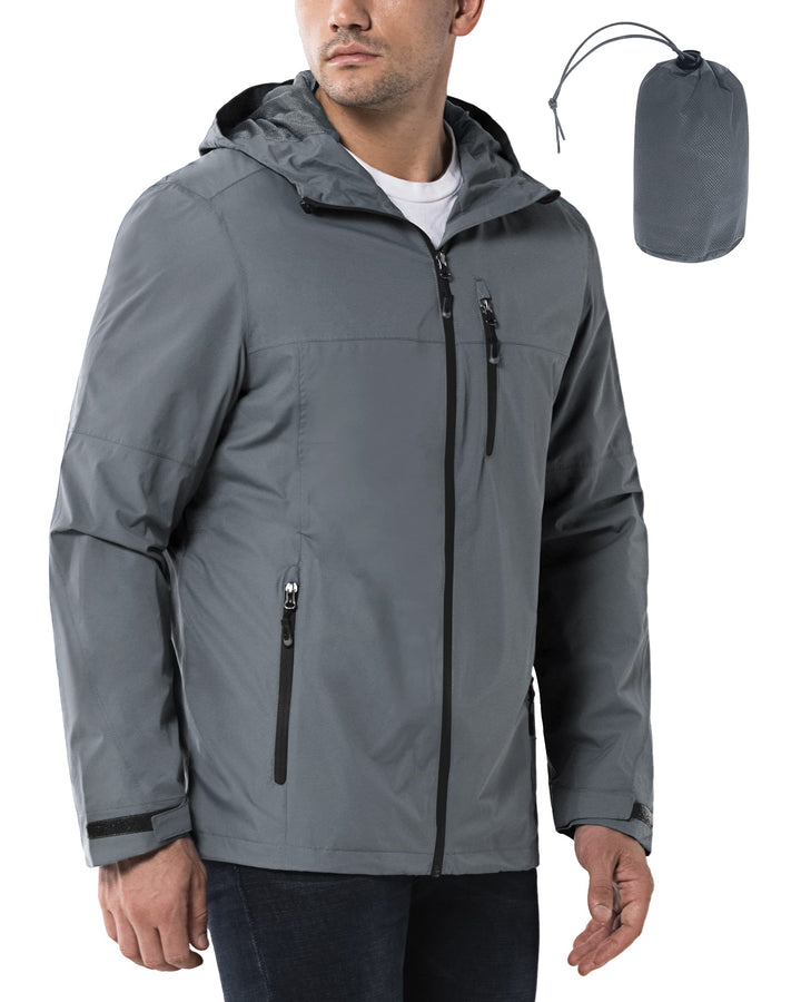 33,000ft Regenjacke Herren Wasserdicht Outdoorjacke Leichte Freizeitjacke Packbare Windjacke Fahrrad