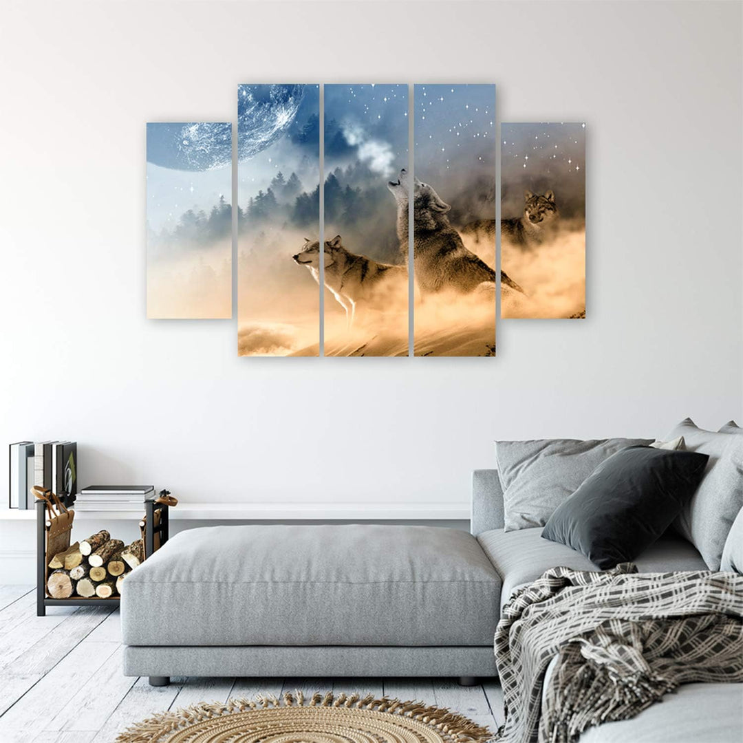 Feeby. Leinwandbild - 5 Teile - Bilder Wand Bild Wandbilder Kunstdruck XXL, 5-Teilig, Typ B, 100x70