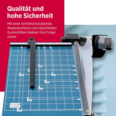 Olympia G 3120 Profi Hebelschneidegerät (mit Positionierhilfen, DIN A4, 20 Blatt, Metallauflage, Sta