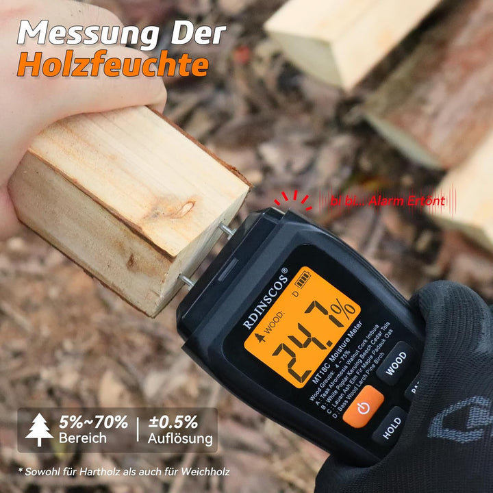 Feuchtigkeitsmessgerät Pin-Typ Holzfeuchtemessgerät Feuchtemessgerät Mauerwerk mit Farb-LCD-Display