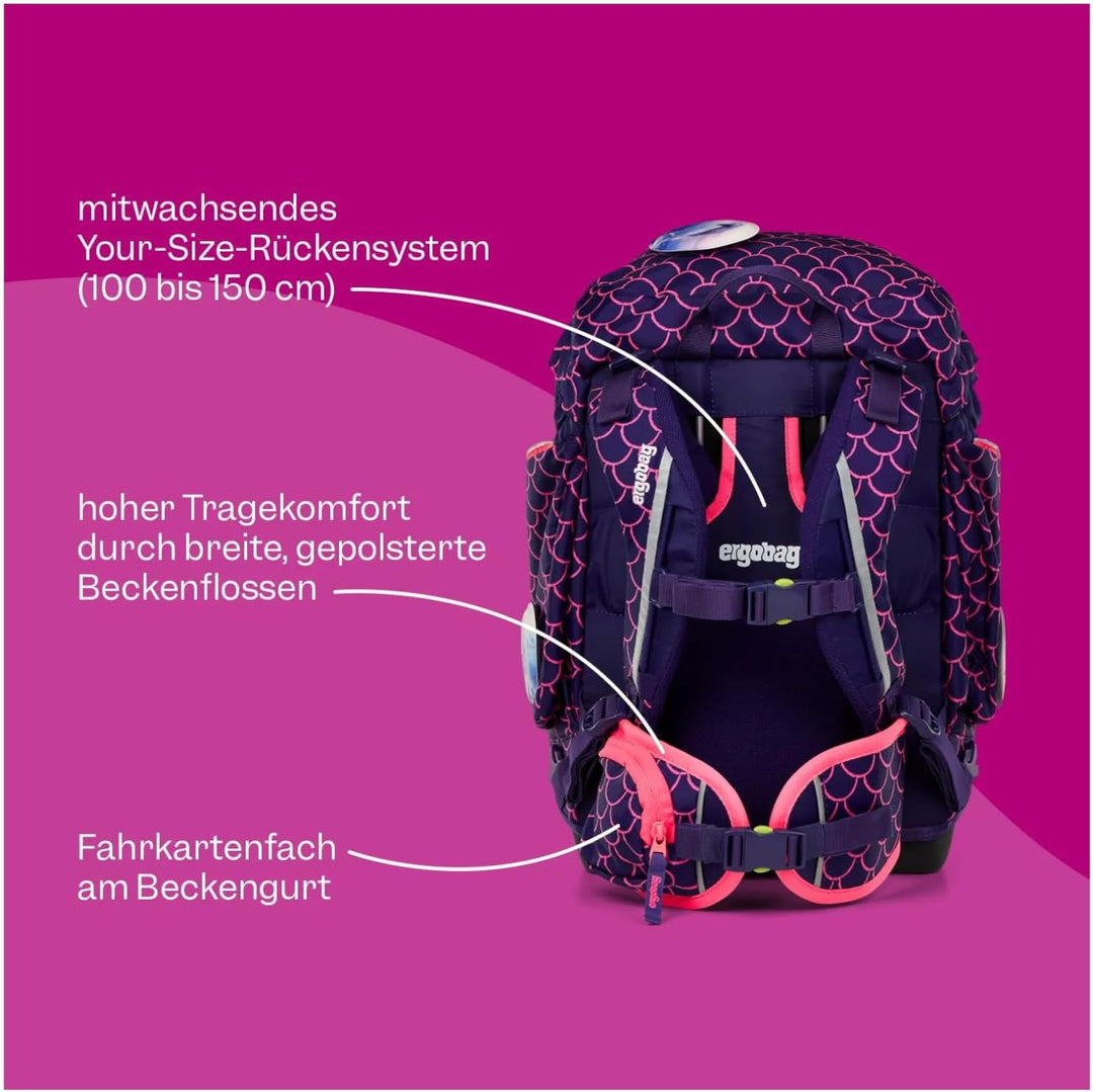 ergobag Pack Set ergonomischer Schulrucksack flexibel 6-teilig Set 1. Klasse Grundschule für Mädchen