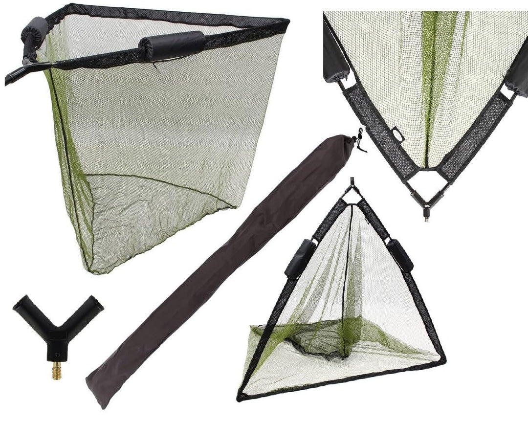 Grossfischkescher Karpfenkescher Kescherkopf 128x128cm mit Auftriebshilfe grün