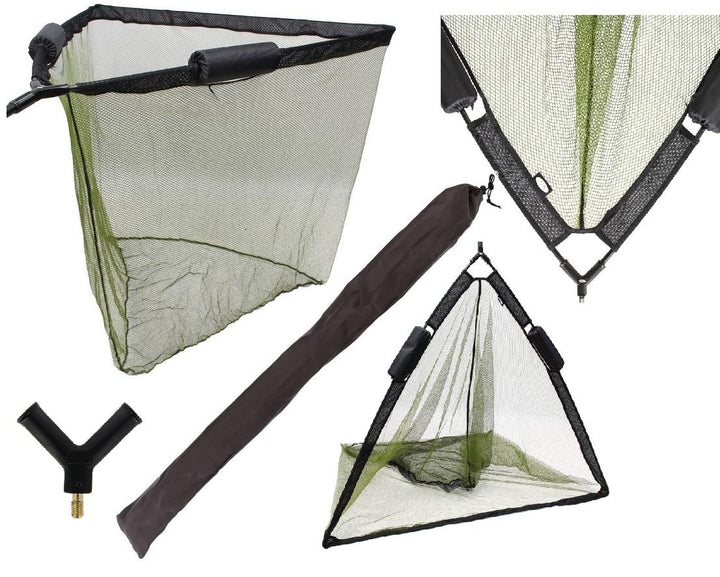 Grossfischkescher Karpfenkescher Kescherkopf 128x128cm mit Auftriebshilfe grün