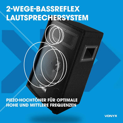 Lautsprecherset - Vonyx 12" Lautsprecherset mit 2X SL12 Lautsprechern 600 Watt (1200 Watt gesamt) fü