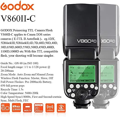 GODOX V860II-C Speedlite HSS 1/8000S GN60 2000mAh Wiederaufladbare Akku TTL Kamera Blitz Blitzgerät