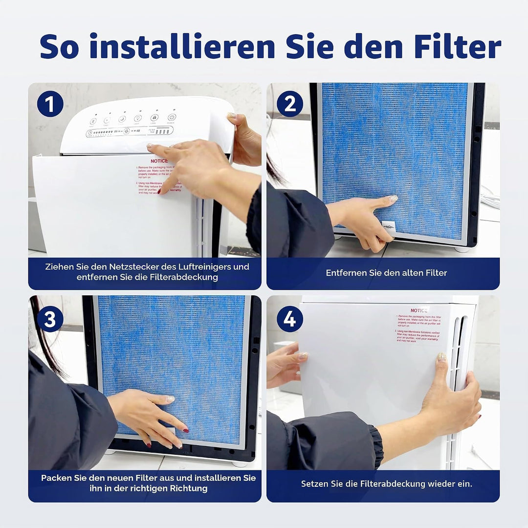 Membrane Solutions MSA3/MSA3S Original-Luftreinigerfilter-Ersatz, verbesserter 4-in-1-HEPA-Filter mi