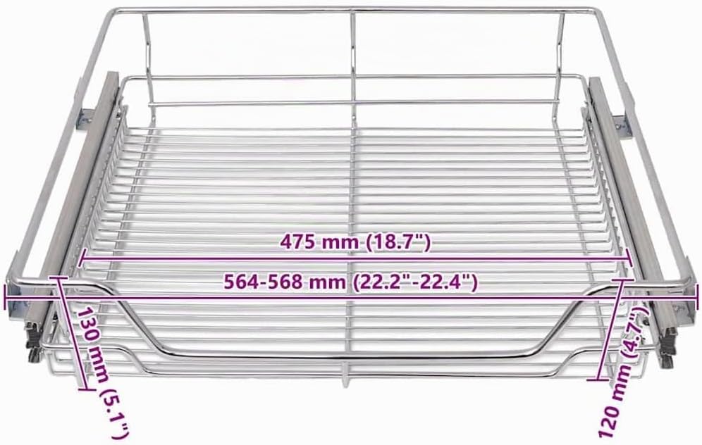 vidaXL 2X Einbauschublade 60cm Teleskopschublade Korbauszug Küchenschrank 600 mm, 600 mm