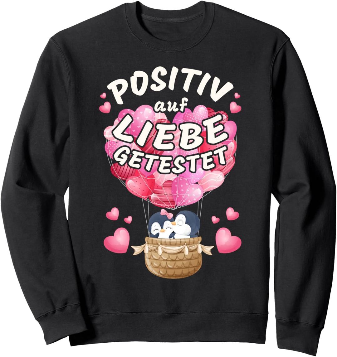 Valentinstag Pärchen Pinguine, Ballon mit Herzluftballons Sweatshirt