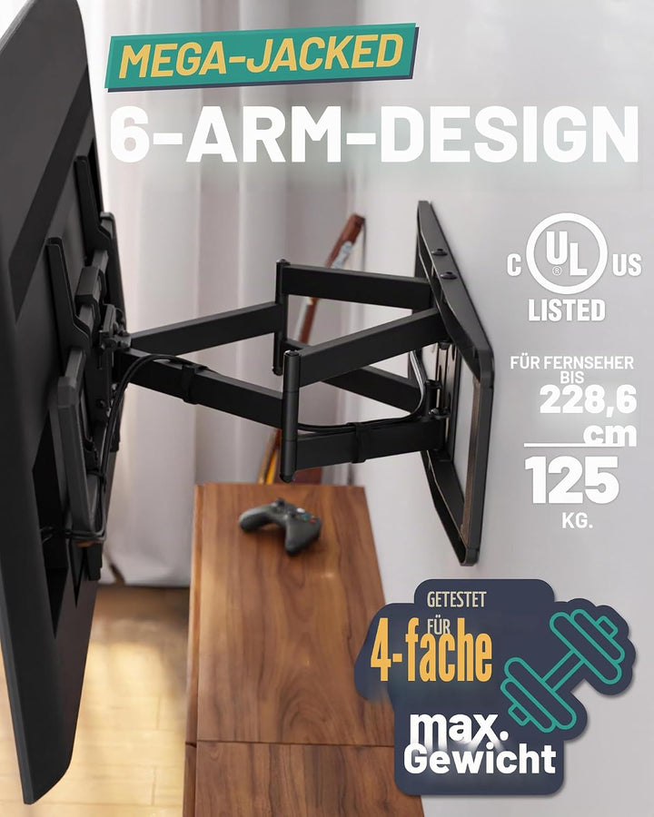 ECHOGEAR Full Motion Articulating TV Wall Mount Bracket for 42"-86" TVs - Easy to Install On 16", 18