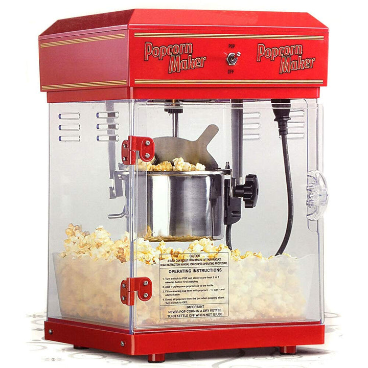Monsterzeug Popcornmaschine in Retro Design, Profi Popcorn-automat mit Innenbeleuchtung, Popcornmake