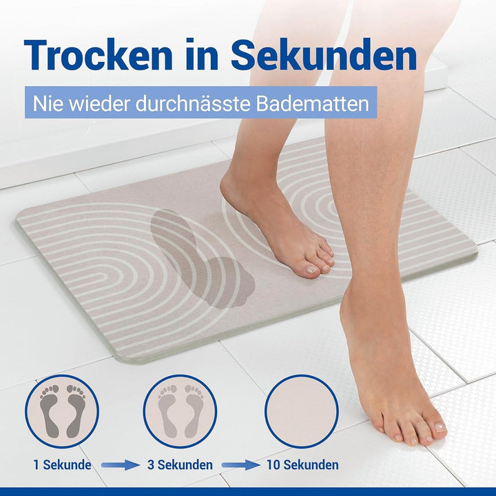 WENKO Badematte Mod. Nazca, aus natürlichem Diatomit, rutschfest, wasserabsorbierend und schnelltroc