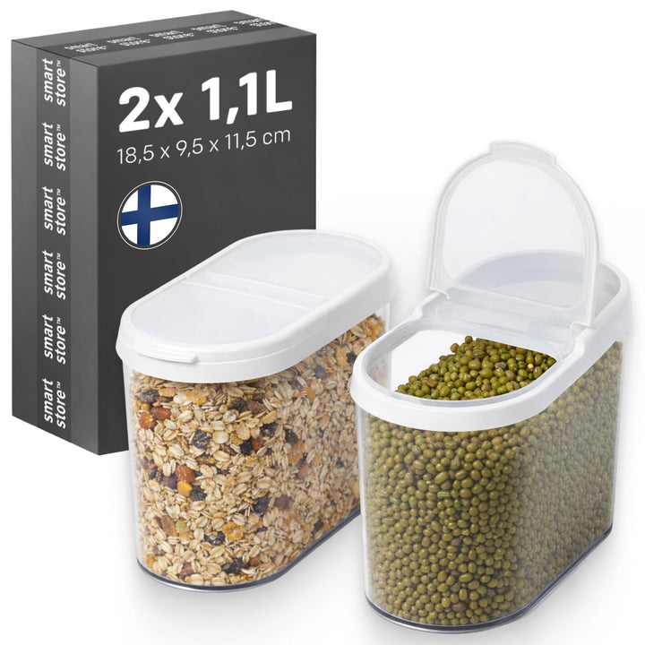 SmartStore Vorratsdose, 2er Set, BPA-frei, 1,1L, Vorratsbehälter mit Deckel I Stapelbar, Transparent