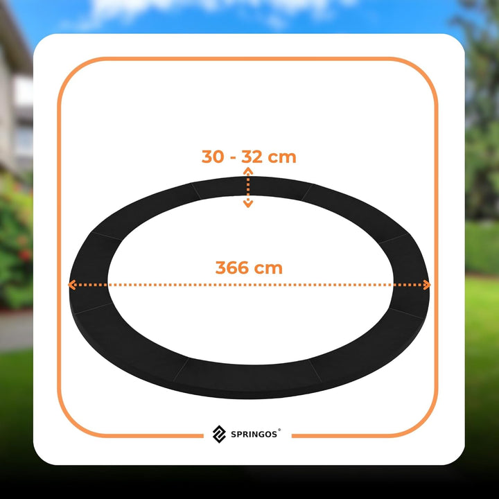 SPRINGOS Trampoline Randpolster Umrandung Ersatzteile für Trampoline Schwarz 366 cm, Schwarz 366 cm