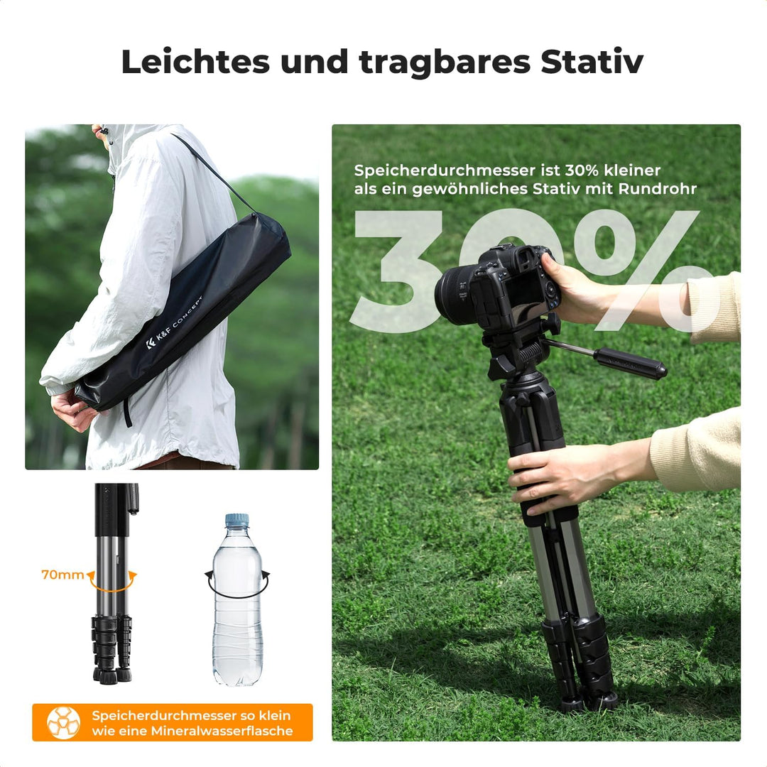 K&F CONCEPT Kamerastativ S255A3+BV01,Leichtes Stativ mit Tasche,190cm Handystativ,Tripod für Canon N