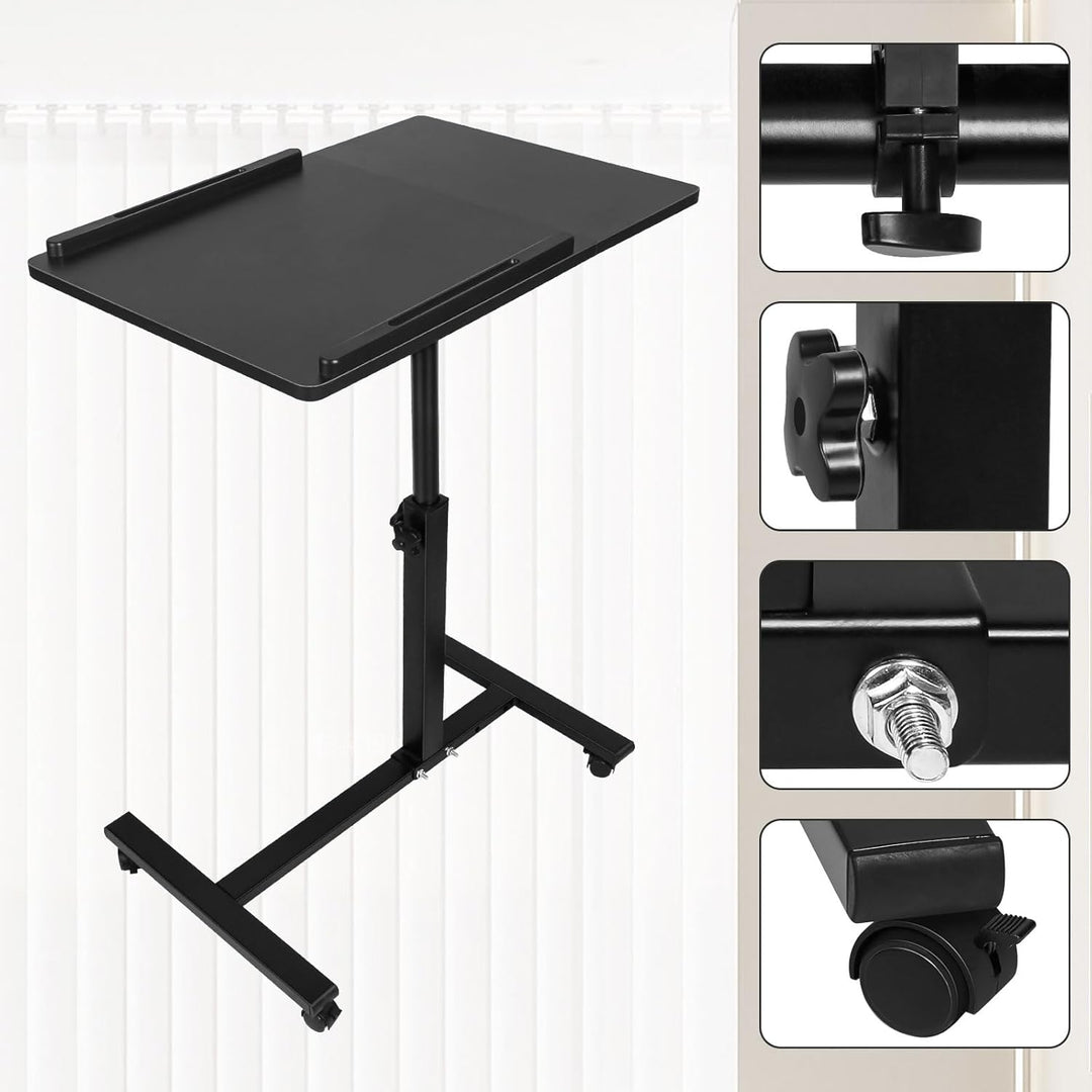 OHMG Betttisch mit Rollen, 2 Tabletts, für Sessel, verstellbar, mit einer Hand, Tisch mit Rollen, Fr