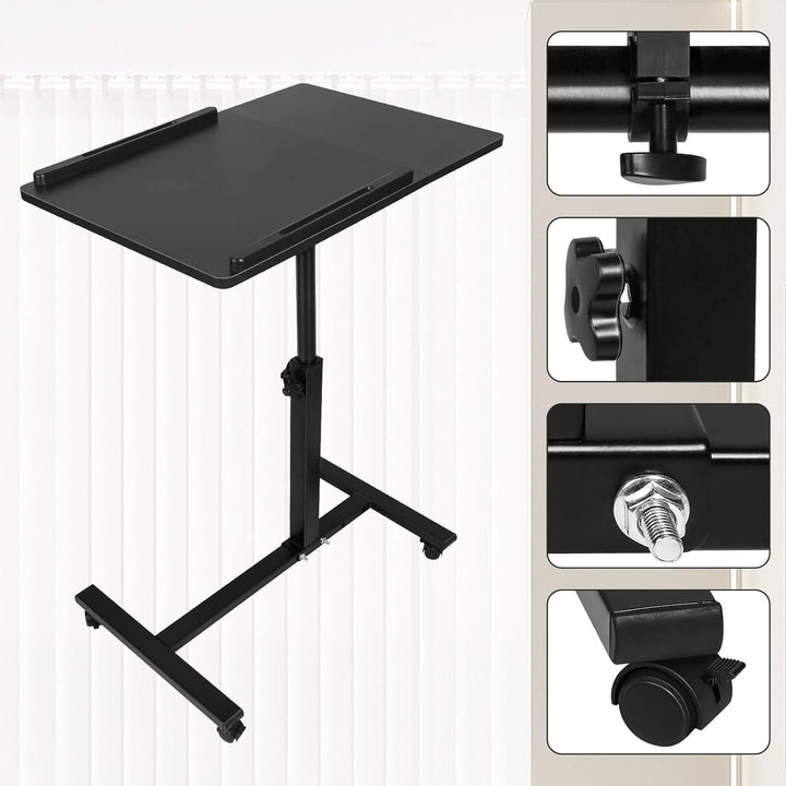 OHMG Betttisch mit Rollen, 2 Tabletts, für Sessel, verstellbar, mit einer Hand, Tisch mit Rollen, Fr
