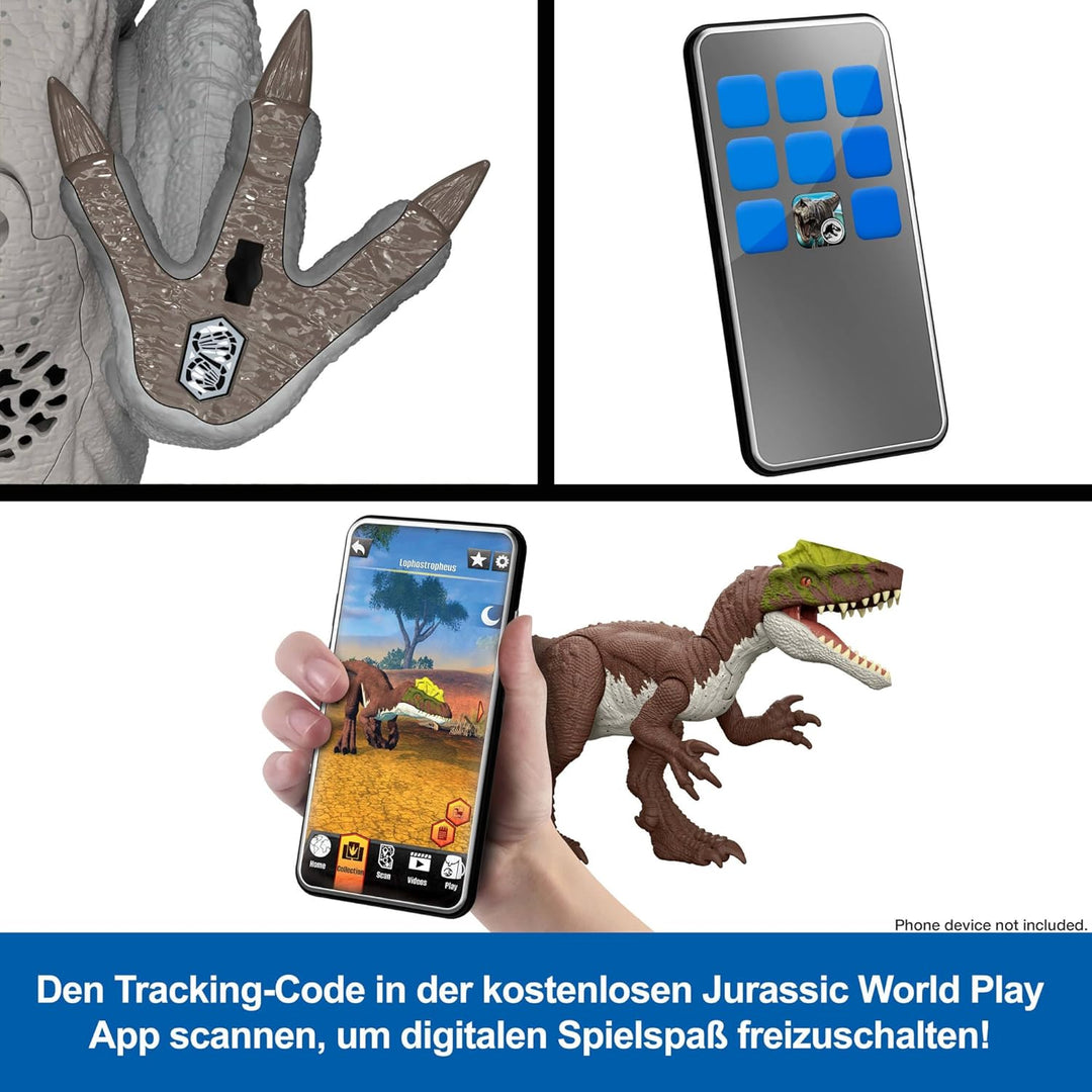 Mattel Jurassic World: Die Wiedergeburt Wild Roar Dinosaurierspielzeug, Aucasaurus mit steuerbarem B