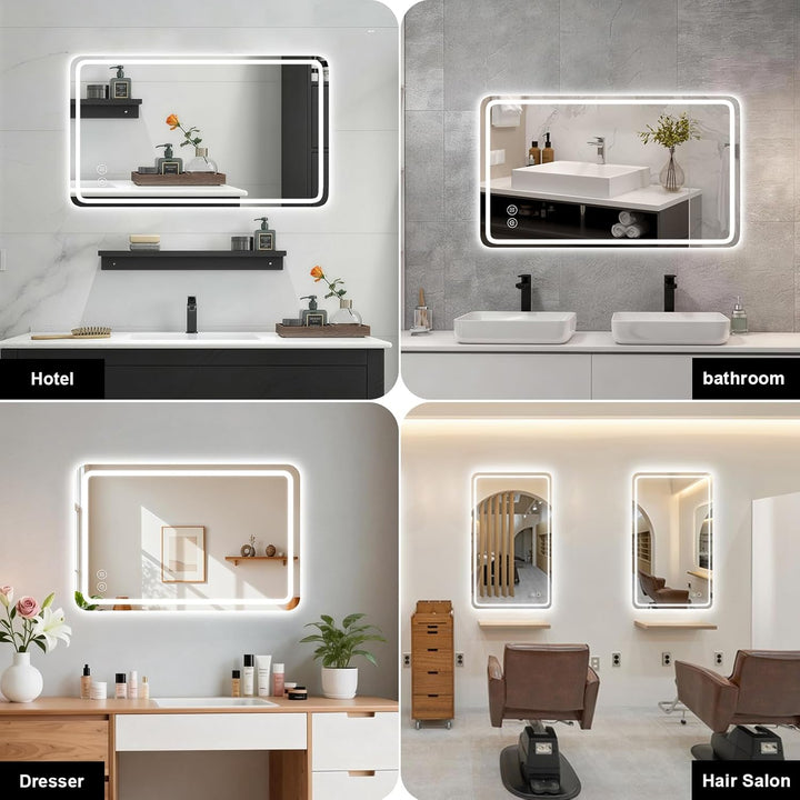 Badspiegel mit Beleuchtung,Spiegel Mit Beleuchtung 80x60cm,LED Badspiegel mit Touch-Schalter,Badezim