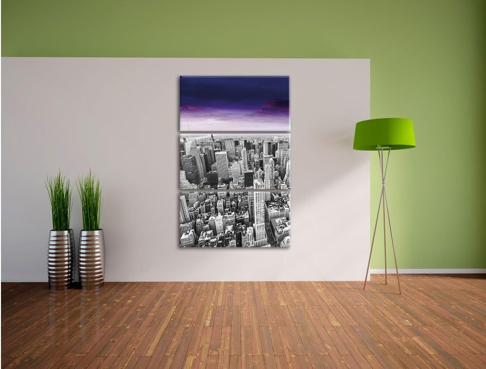 Pixxprint Skyline von New York am späten Abend als Leinwandbild/Grösse: 3 Teilig (120x80) cm/Wandbil