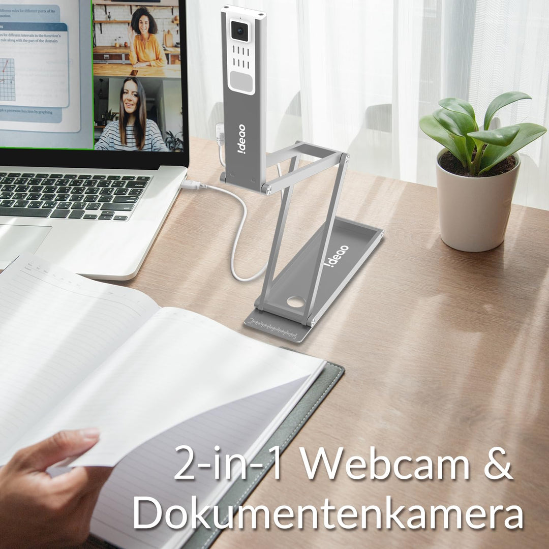 IDEAO DC400 4K USB Dokumentenkamera, Webcam & Dokumentenscanner, 3-in-1, 13MP, 4K/30fps 1080P/60fps,
