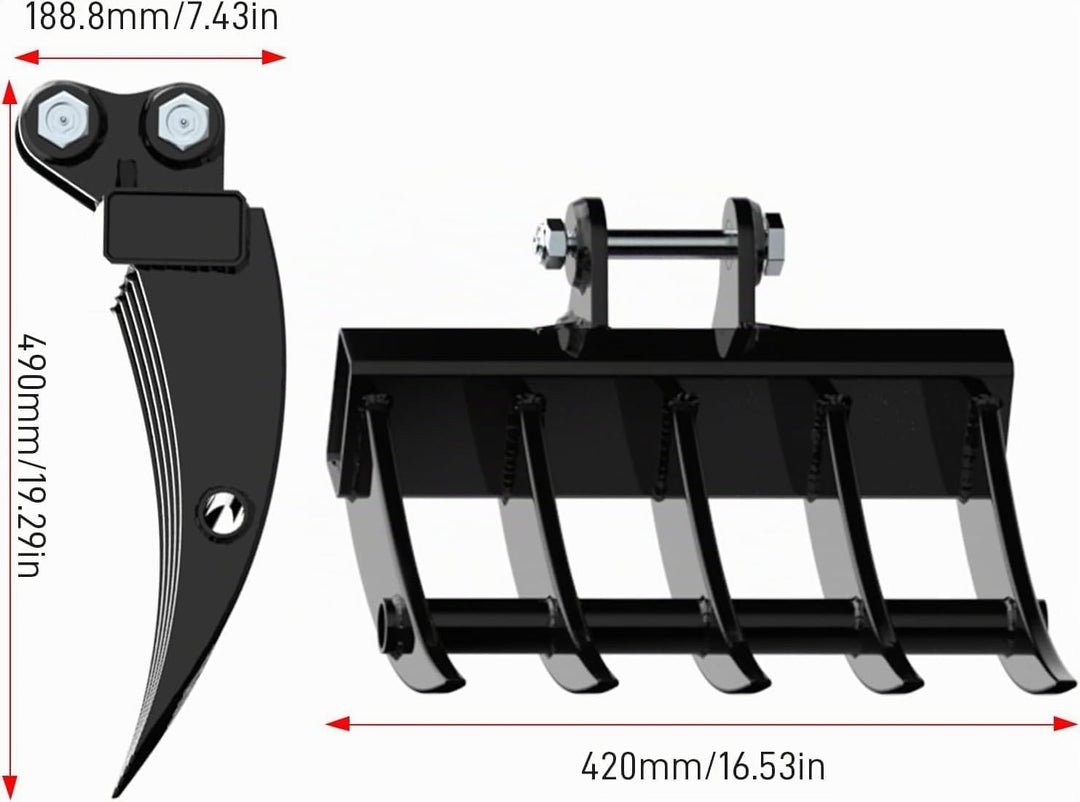 Breiter Minibagger Rechen – Passend für 800-1800 kg Minibagger, Minibagger Anbaugeräte & Zubehör mit